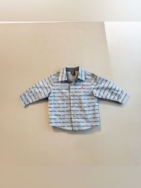 NWOT Nautica Blue Button Down Long Sleeve Dress Shirt Boys Collar Size 12M Sail